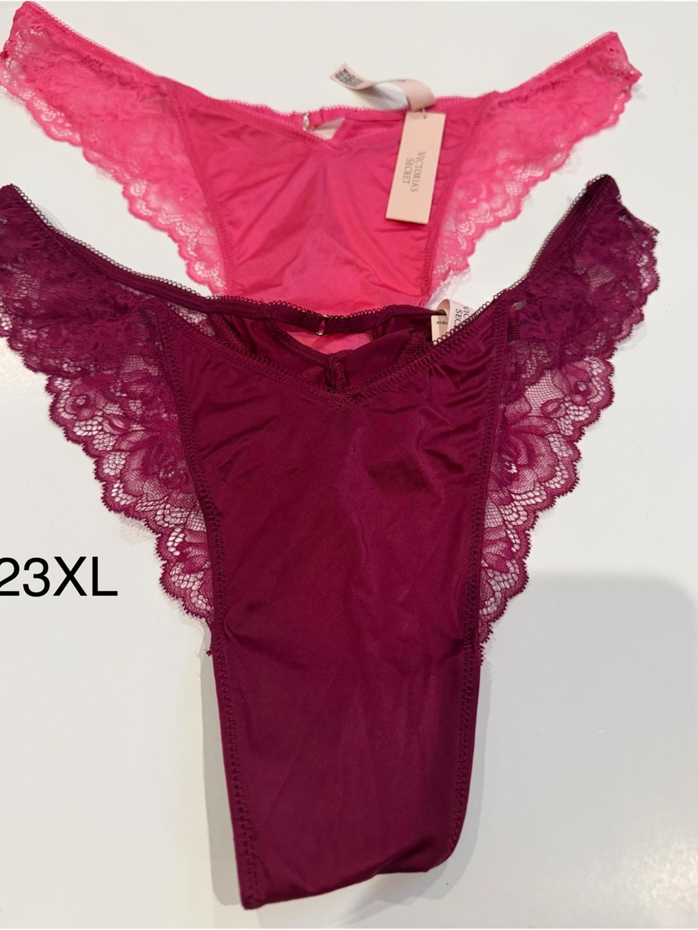 Victoria's Secret Lace Bikini Panties in Hot Pink & Berry